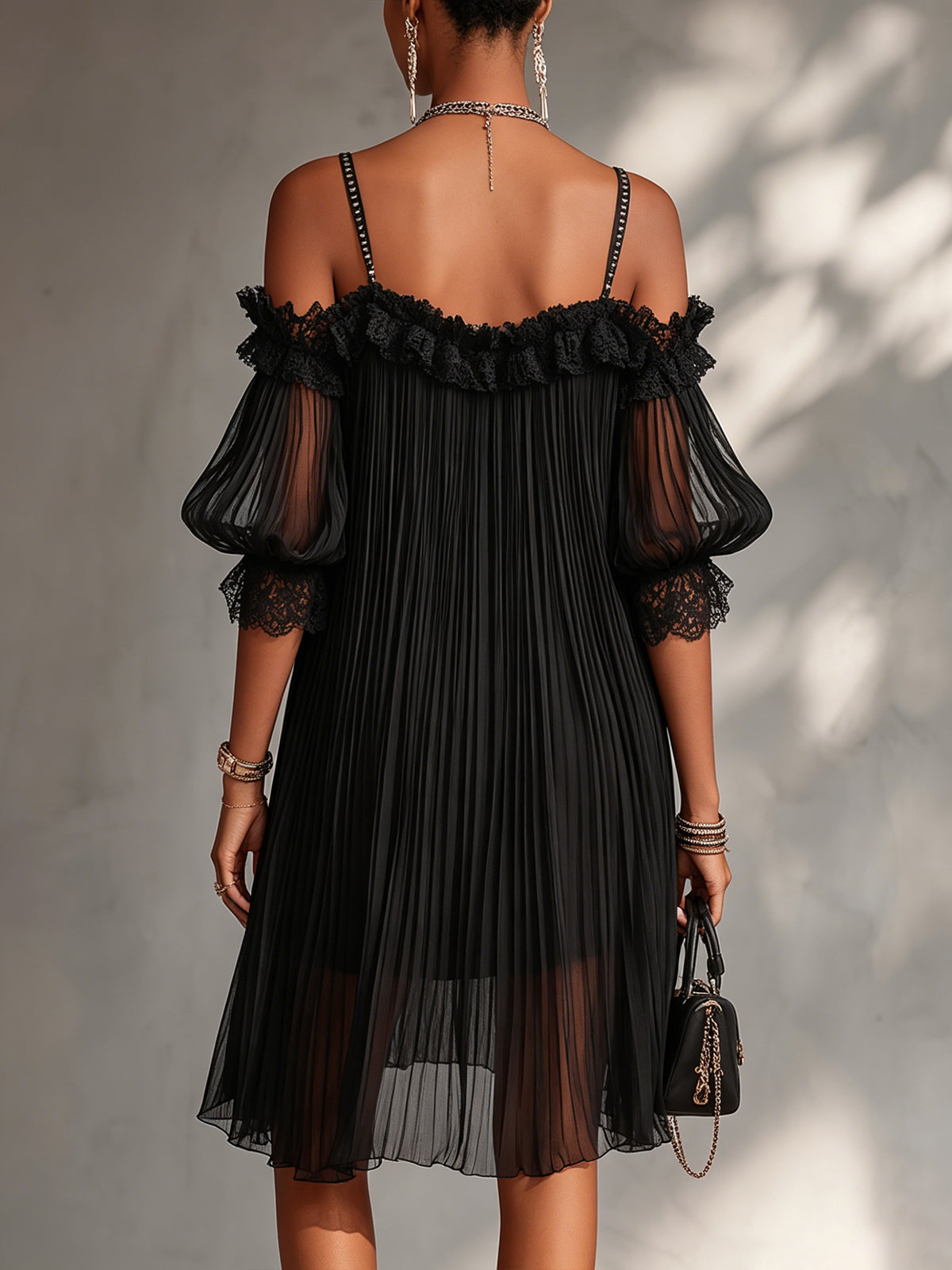 Vittoria™ Off-Shoulder Lace-Trim Mini Dress