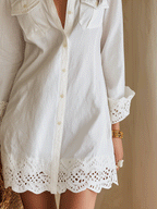 Odette™ Eyelet Hem Shirt Mini Dress