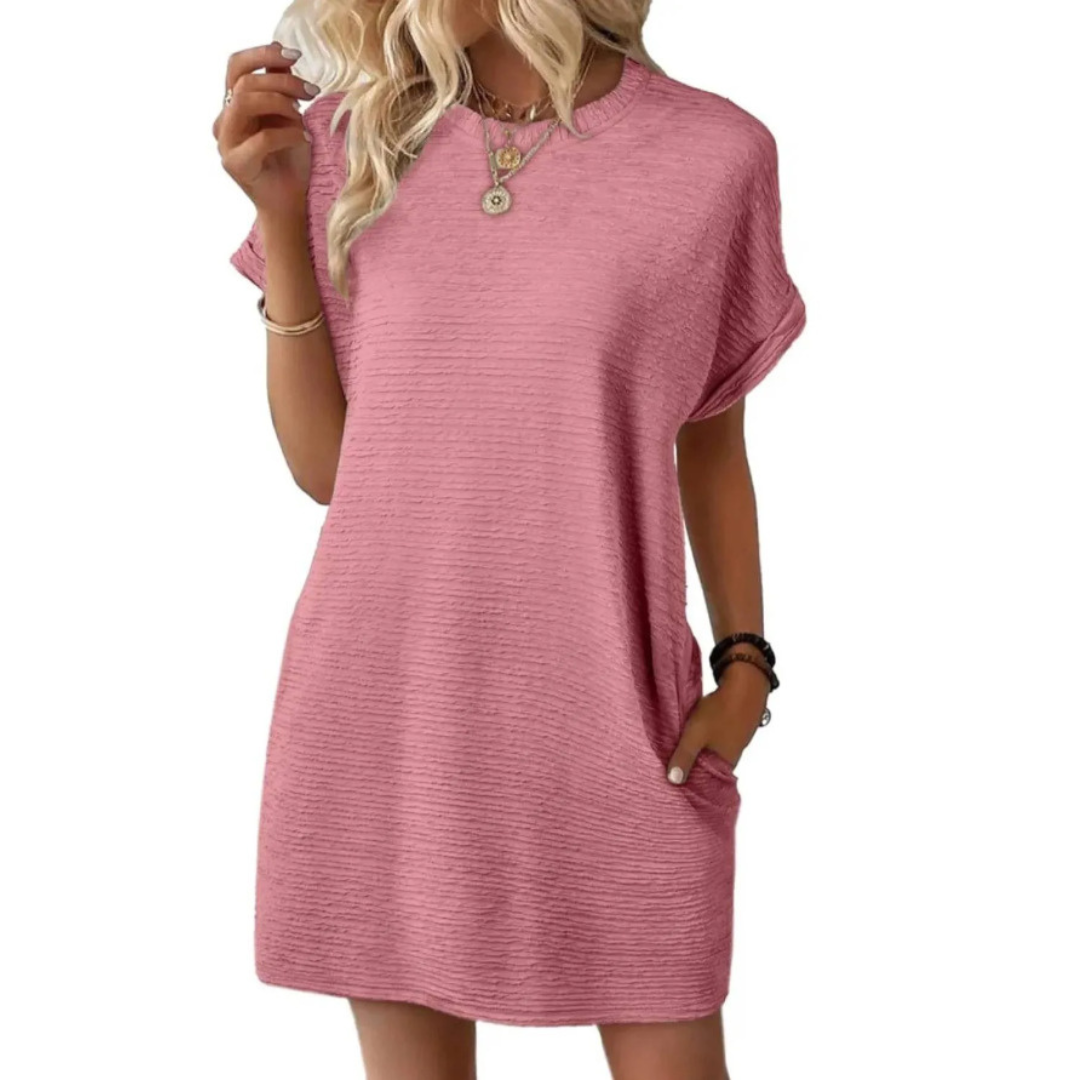 EVASHA™ – Casual Minimalist Round Neck Summer Dress