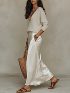 Liliana™ Knit & Satin Two-Piece Midi Set