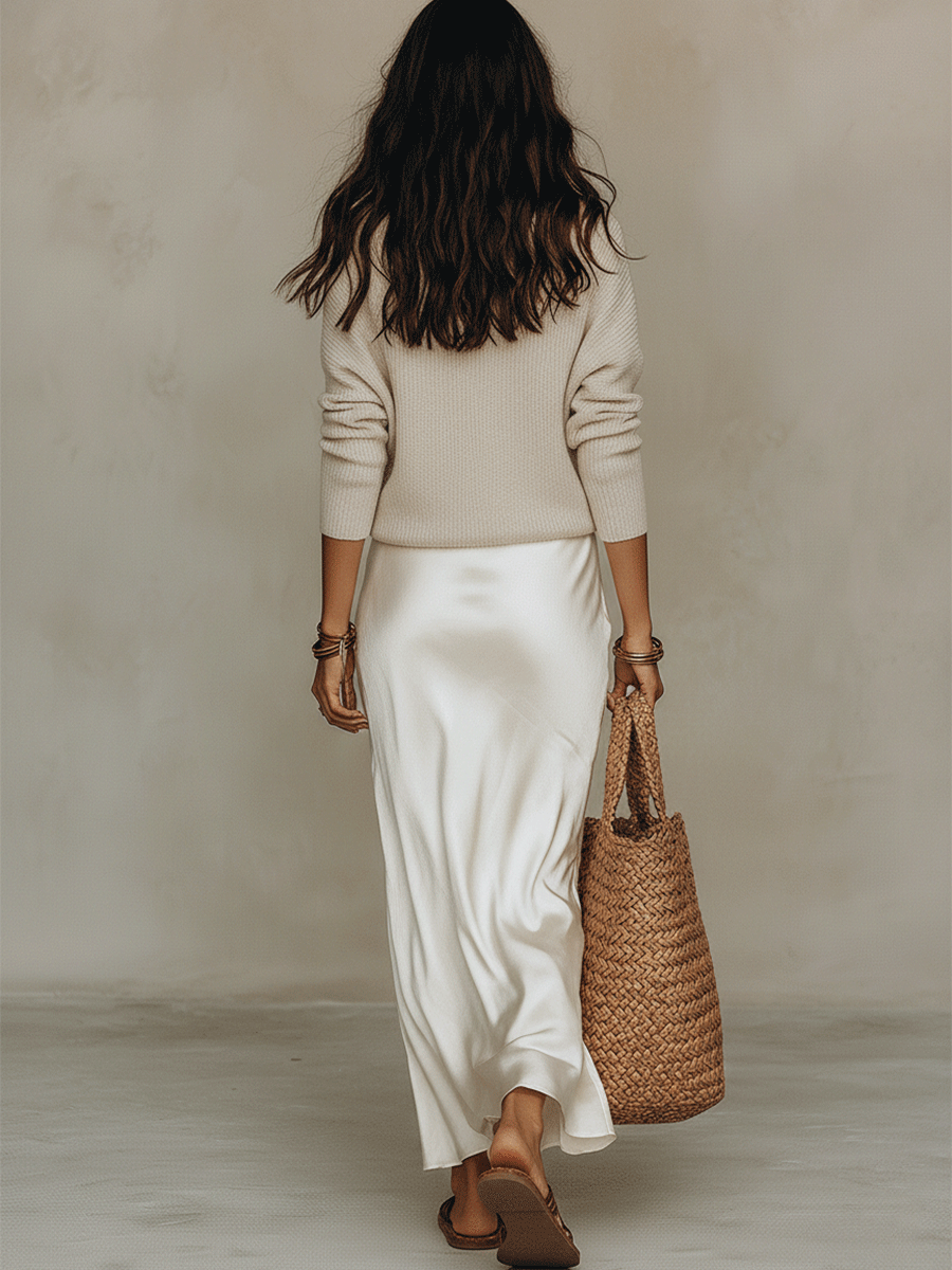 Liliana™ Knit & Satin Two-Piece Midi Set