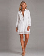 Odette™ Eyelet Hem Shirt Mini Dress