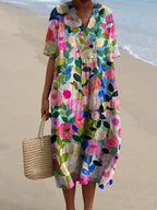 Bente | Watercolour Floral Balloon-Sleeve Dress